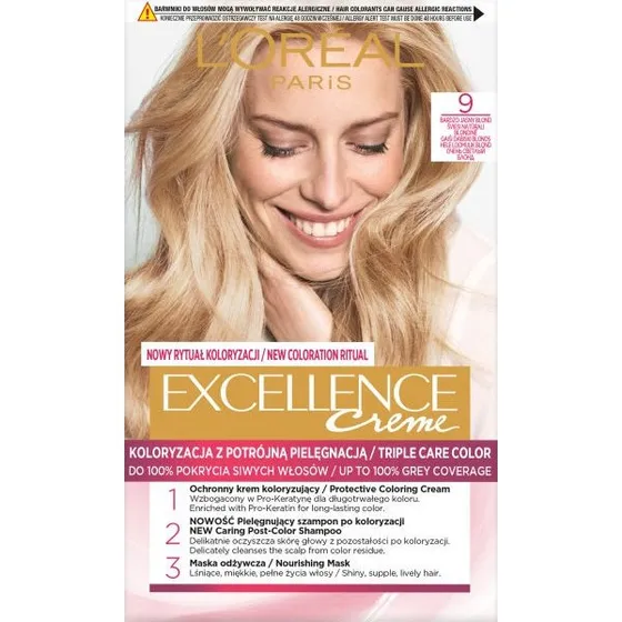 L'Oreal Paris Excellence Creme farba do włosów 9 Bardzo Jasny Blond