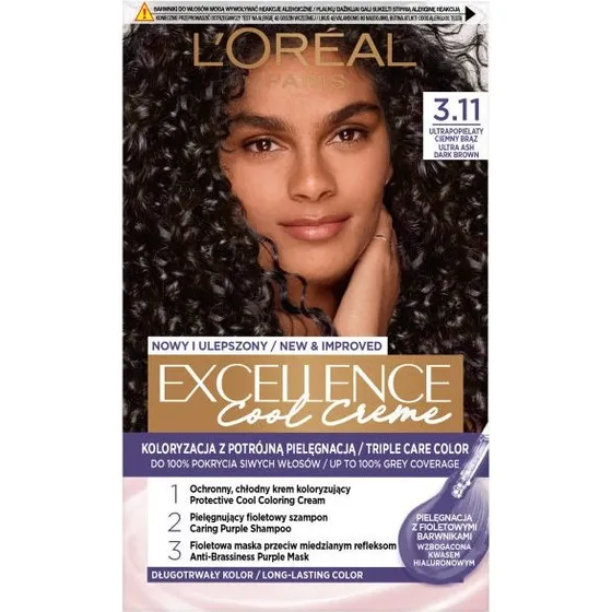 L'Oreal Paris Excellence Cool Creme 3.11 Ultrapopielaty Ciemny Brąz