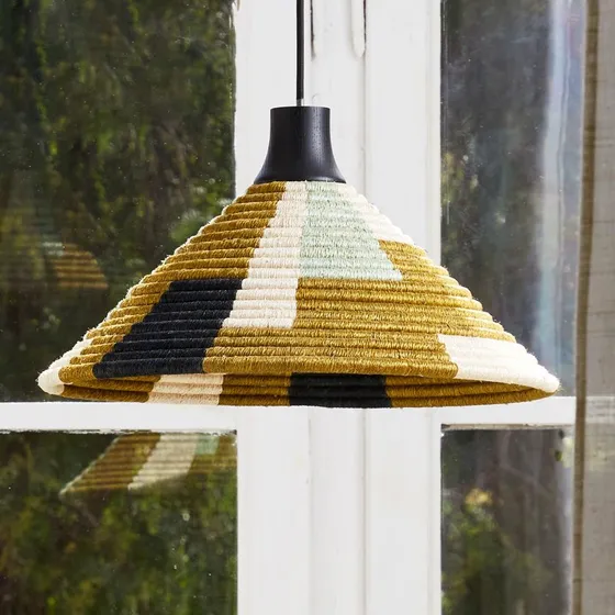 Forestier Parrot XS żyrandol zielony, rattan i abacá