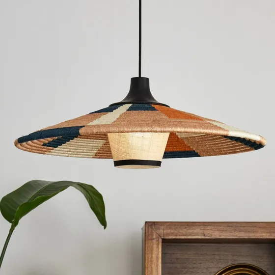 Forestier Parrot M żyrandol rattan abacá kolory piasku