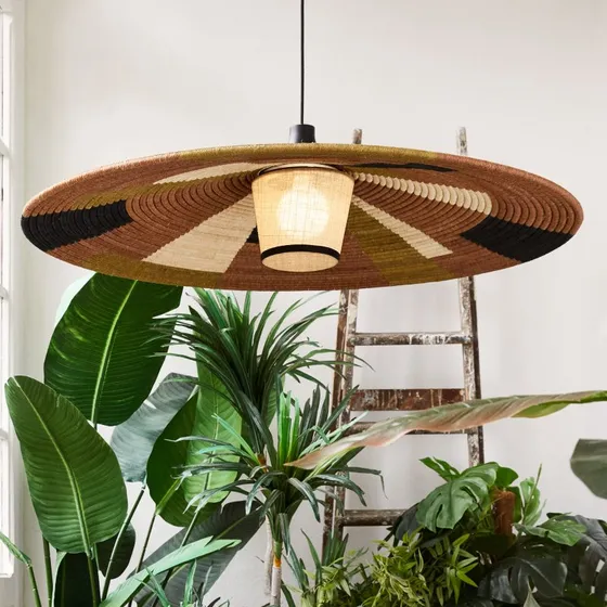 Forestier Parrot żyrandol XL brązowy, rattan i abaka