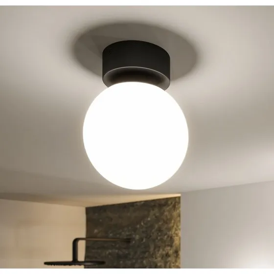 Paulmann Gove LED Lampa sufitowa, czarna, IP44, szkło kula