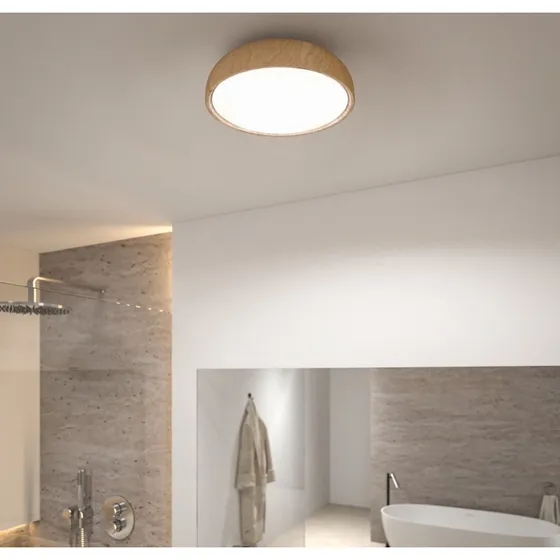 Paulmann Lampa sufitowa LED Oka IP44 Biała/Drewno CCT