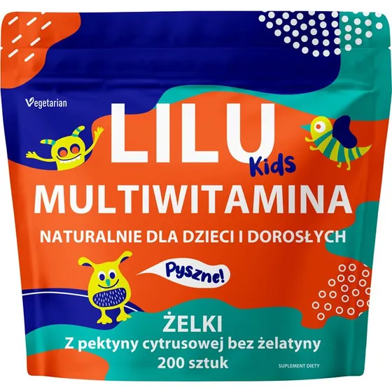 Lilu Kids Multiwitamina Żelki Jeżynowe 200 szt