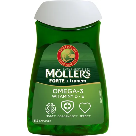 Mller's Forte z tranem 112 kapsuek Omega-3, D3, E
