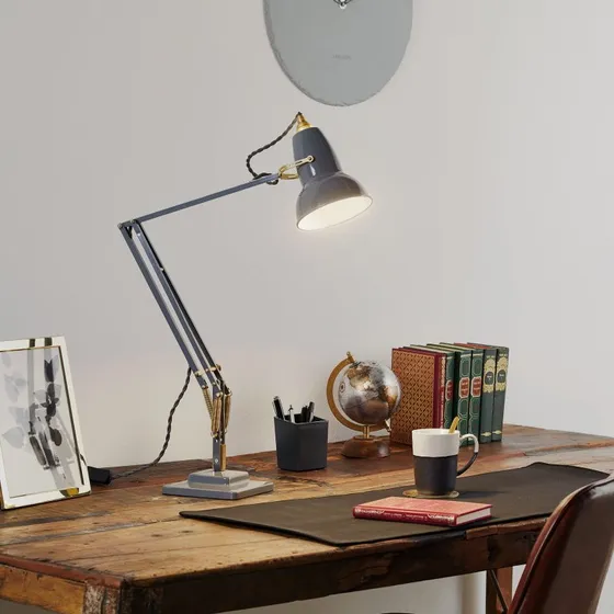 Lampa stołowa Anglepoise Original 1227, szara/mosiężna