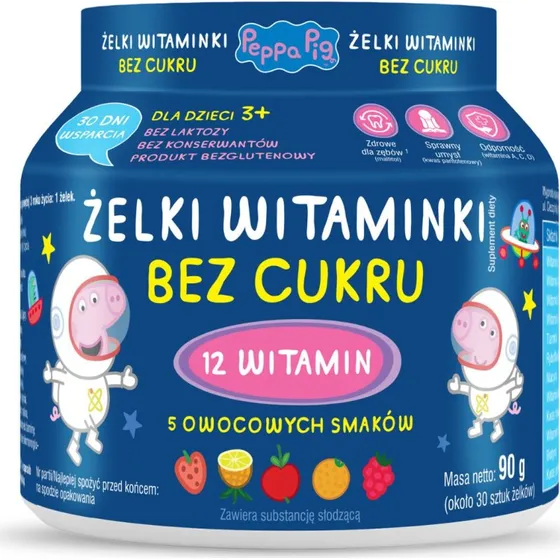 Świnka Peppa Żelki Witaminowe Bez Cukru 12 Witamin 90g