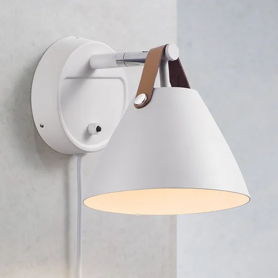 Nordlux Strap 15 White - Kinkiet ze skórzanym rzemieniem