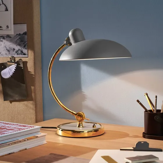 Fritz Hansen Kaiser Idell Luxus lampa stołowa, szara/mosiądz