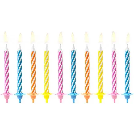 PartyDeco wieczki Urodzinowe Mix Kolorw 6 cm (10 szt.)