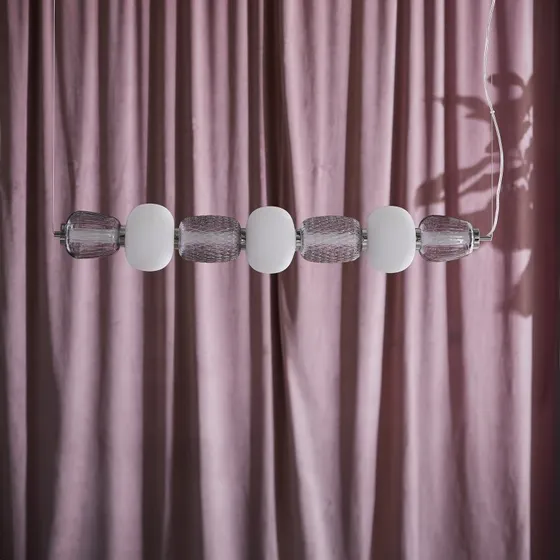 Loom Design Lampa wisząca Pearl 7 Grey/Opal/Chrome (110 cm)