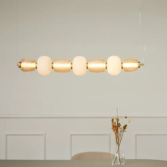 Lampa wisząca LOOM DESIGN Pearl 7 Amber/Gold (110 cm)