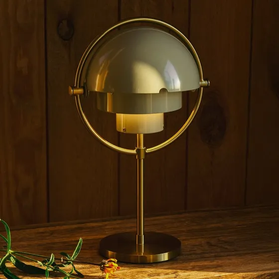 Gubi Multi-Lite Portable Lampa Stołowa Mosiądz/Szary 30 cm