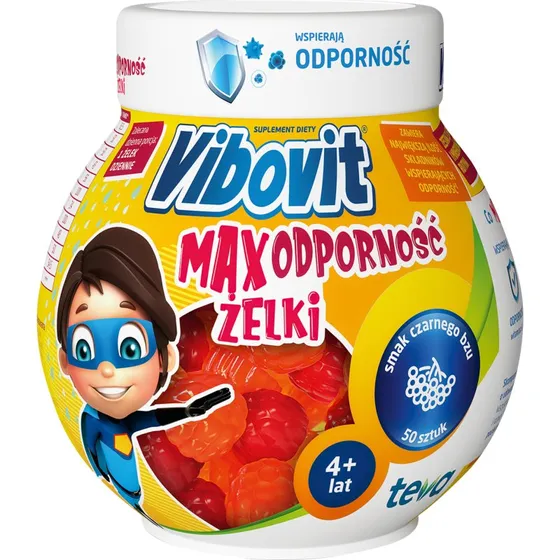 Vibovit Max Odporno elki dla dzieci smak czarnego bzu 50 szt.