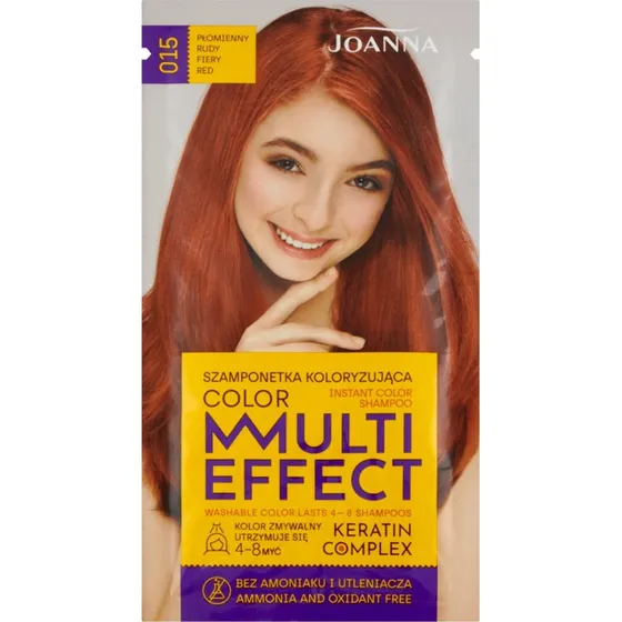 Joanna Multi Effect Color szamponetka koloryzująca 015 Płomienny Rudy 35g