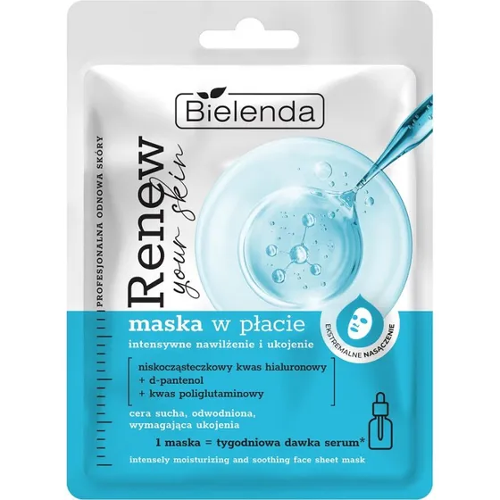 Bielenda Renew Your Skin maska w płacie - nawilżenie i ukojenie 17g