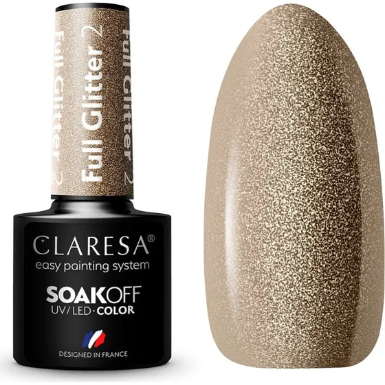 Claresa Soak Off UV/LED Full Glitter lakier hybrydowy 5g