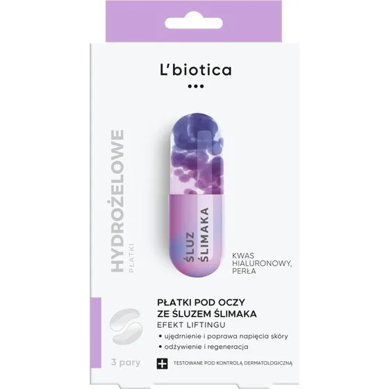 L'biotica Hydrożelowe płatki pod oczy ze śluzem ślimaka, 3 pary