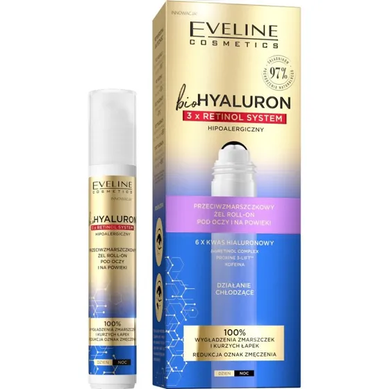Eveline Cosmetics BioHyaluron 3 x Retinol żel roll-on pod oczy 15ml
