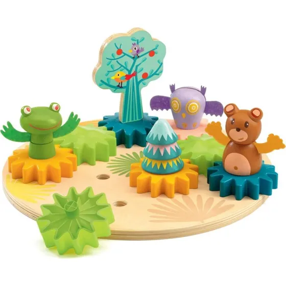 Djeco Woodytwist Zakrcony Las  drewniana ukadanka z koami zbatymi