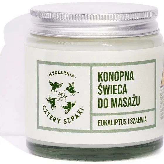 Mydlarnia Cztery Szpaki Konopna świeca do masażu Eukaliptus i Szałwia 120ml