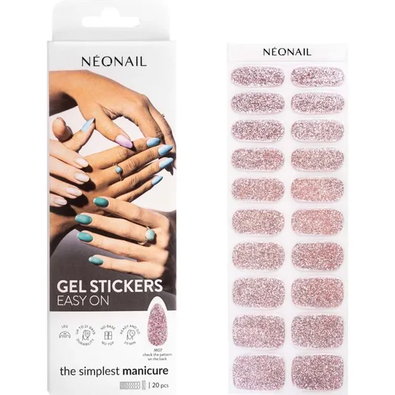 NEONAIL Gel Stickers Easy On M07 - Różowe z drobinkami