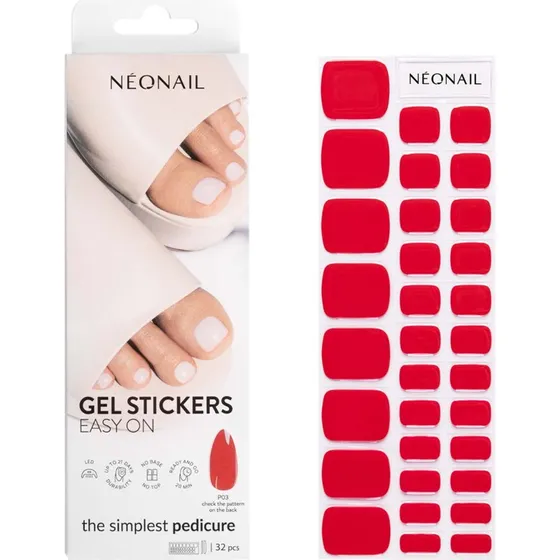 NEONAIL Gel Stickers Easy On P03 - Czerwone naklejki hybrydowe