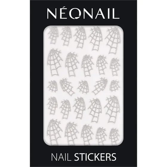 NEONAIL Nail Art Stickers 04 Spider Webs - Srebrne Brokatowe