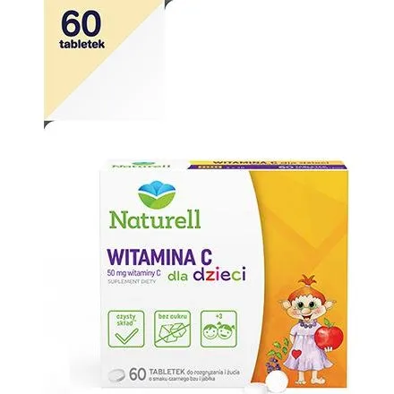 Naturell Witamina C dla dzieci 50 mg, 60 pastylek do ssania