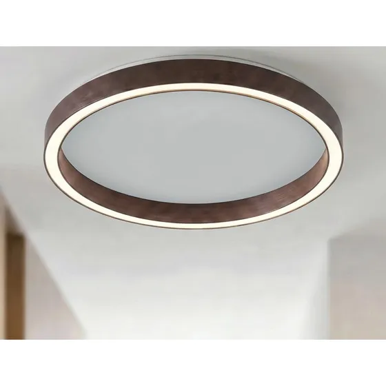 Lampa sufitowa LED Lucande Rotundo, 40 cm, brązowa, ściemniana