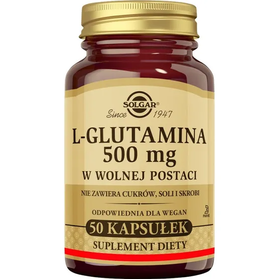 Solgar L-glutamina 500 mg, 50 kapsułek