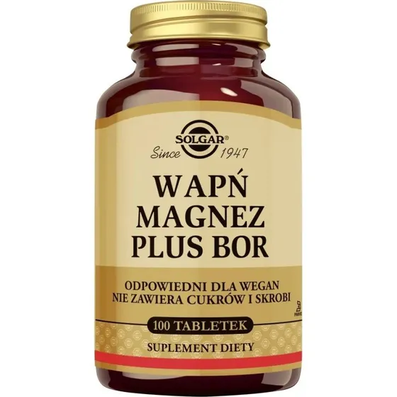 Solgar Wapń Magnez Plus Bor, 100 tabletek