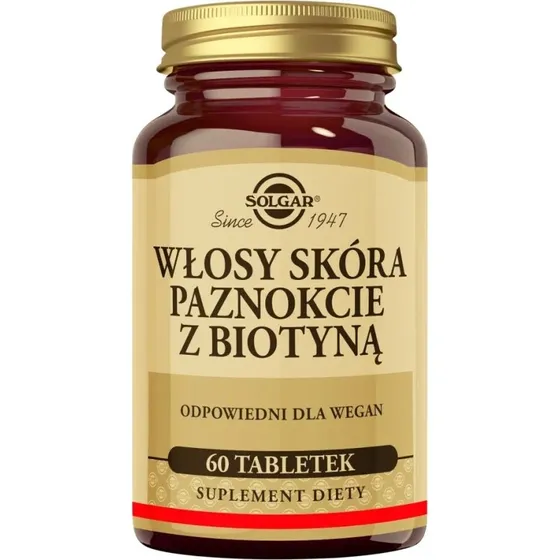 Solgar Włosy Skóra Paznokcie z Biotyną, 60 tabletek