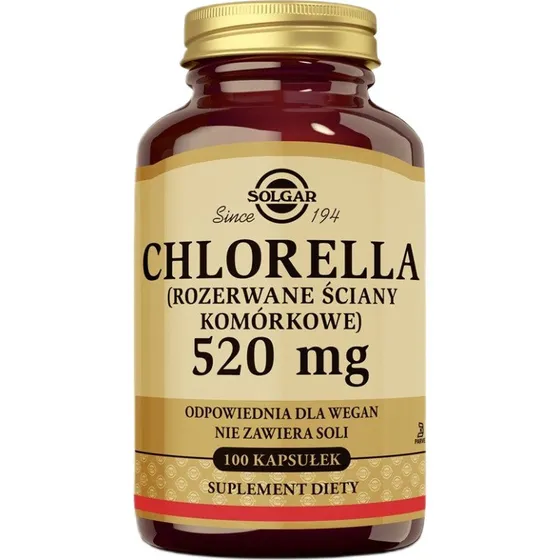 Solgar Chlorella 520 mg, 100 kapsułek