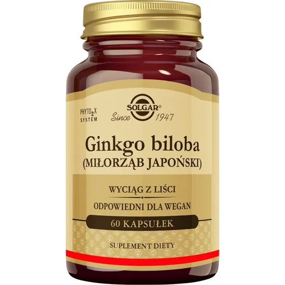 Solgar Ginkgo Biloba, suplement diety, 60 kapsułek