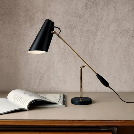 Lampa stołowa Birdy - czarny/mosiądz - styl modernistyczny