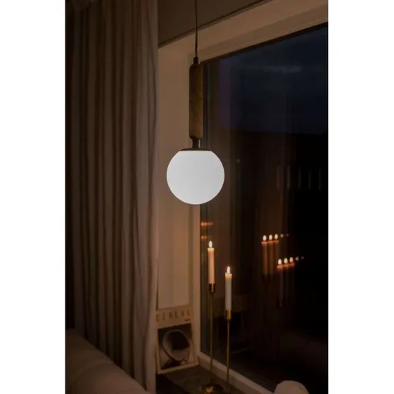 Globen Lighting Lampa wisząca Torrano 15 cm, beżowy trawertyn i szkło