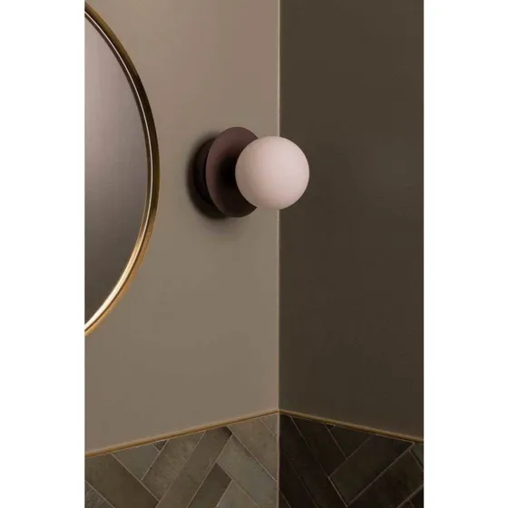 Globen Lighting Lampa Art Deco IP44 biała/brązowa Ø 16 cm