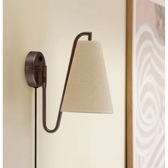 Globen Lighting lampa ścienna Lou, brązowo-biała, Ø 14 cm