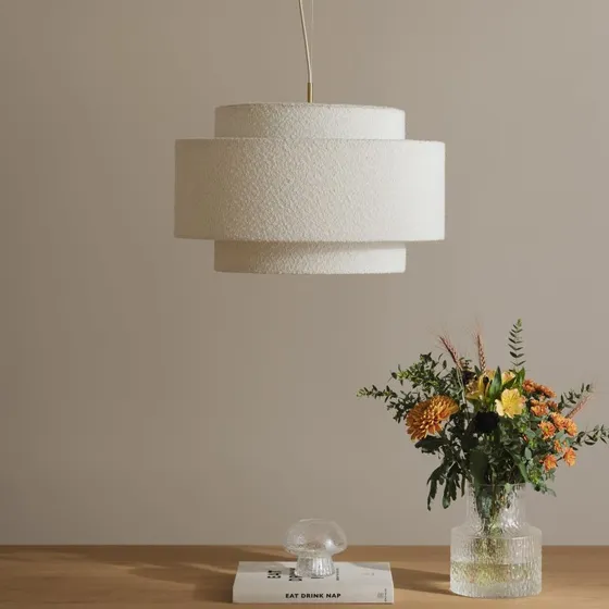 Globen Lighting Noah Bouclé żyrandol, Ø 50 cm, biały