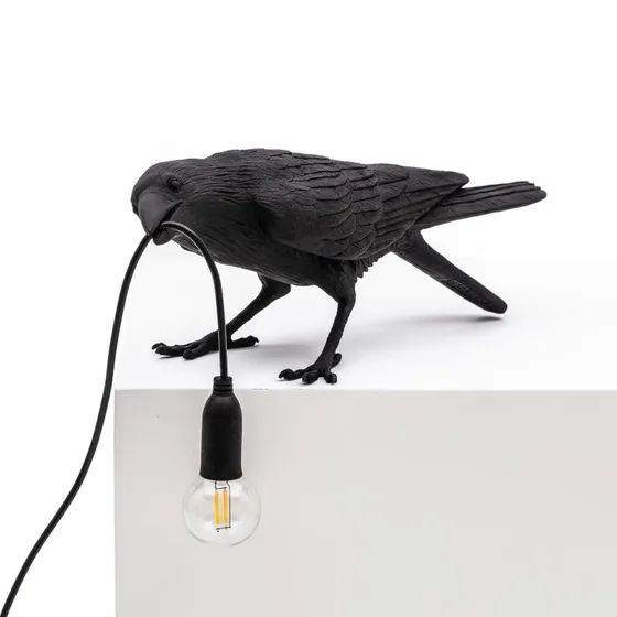Seletti Bird Lamp Playing - Czarna lampa stołowa