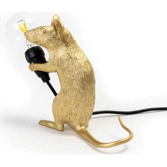 Seletti Mouse Lamp Mac Sitting - Lampa Stołowa Złota