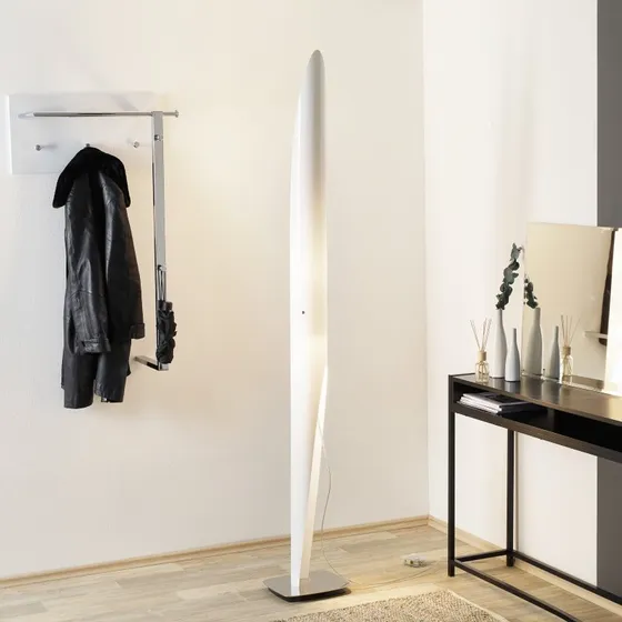 KDLN Lampa stojąca Shakti, chrom, biały satynowany, 200 cm