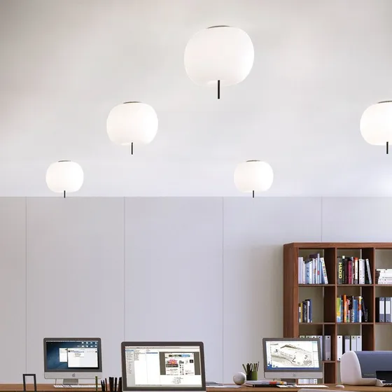 kdln Lampa sufitowa Kushi, czarno-biała, Ø 33 cm, szkło