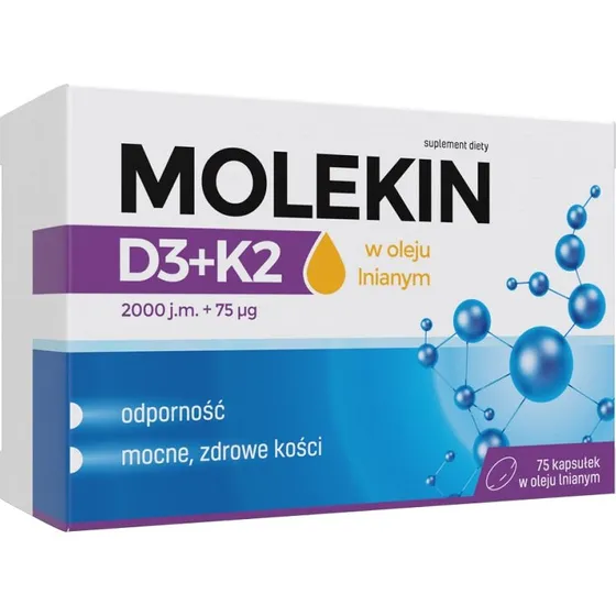 Molekin D3+K2 w oleju lnianym, 75 kapsułek