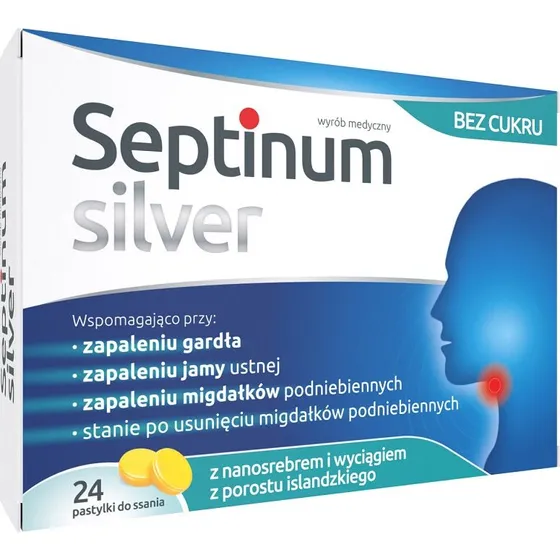 Septinum Silver pastylki do ssania na ból gardła, 24 szt.