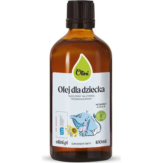 Olini Olej dla dziecka 100ml - wzbogacony witaminami A, D3, E i K2