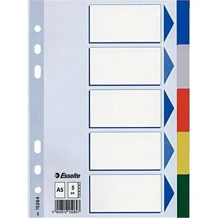 Esselte Przekładki PP A5 5 kolorów