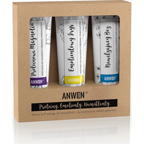 Anwen Zestaw Odżywek dla Włosów Średnio Porowatych (3x100ml)