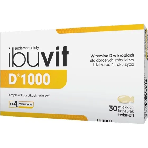 Ibuvit D1000 krople w kapsułkach twist-off, 30 kapsułek